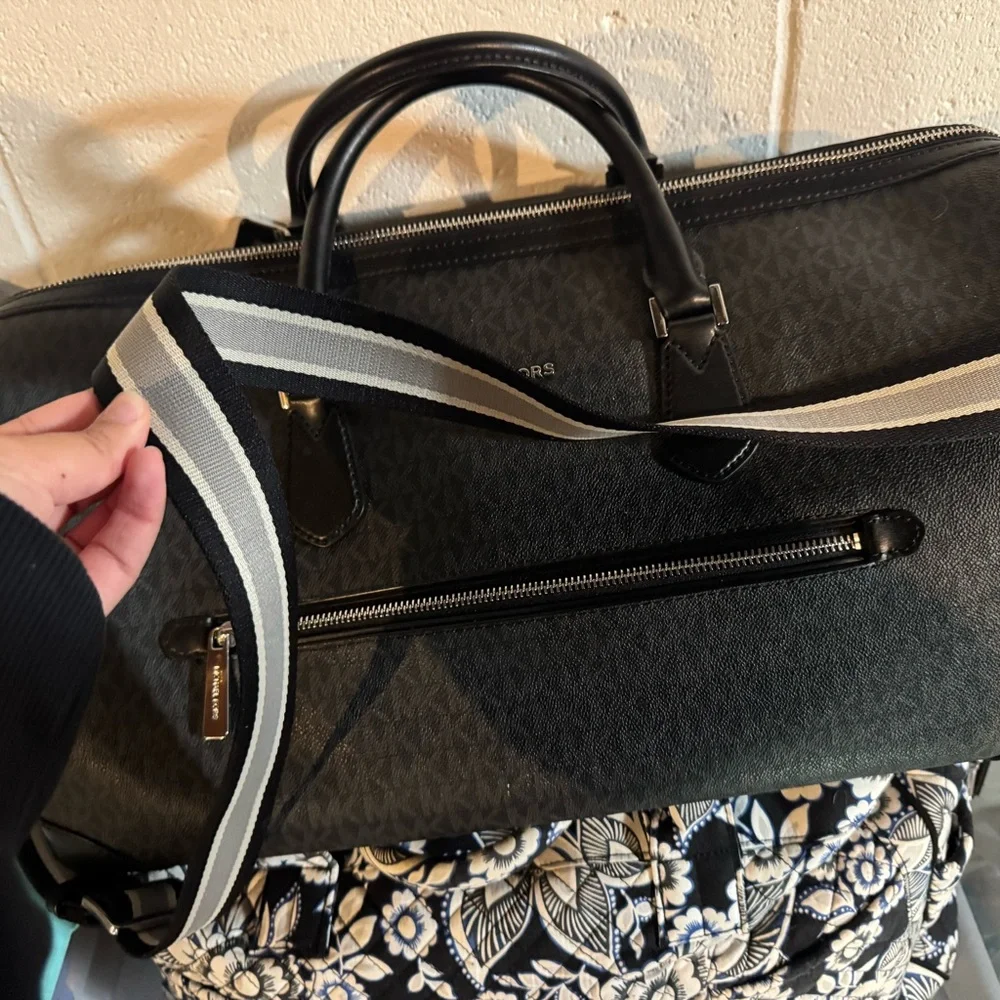 Michael Kors Black Monogram Duffel Bag - Picture 2 of 4